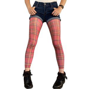 Plaid footless Tights red